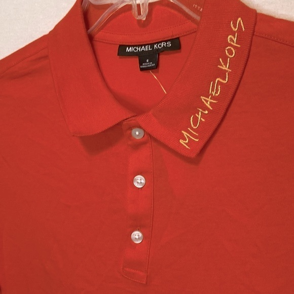 Michael Kors polo shirt NWT! Size S orange with embroidered detail on collar - Picture 1 of 9